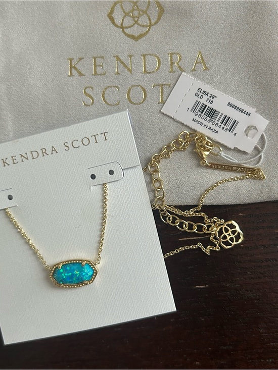 Kendra Scott Jewelry - Kendra Scott Gold Necklace with Bright Blue Opal Pendant